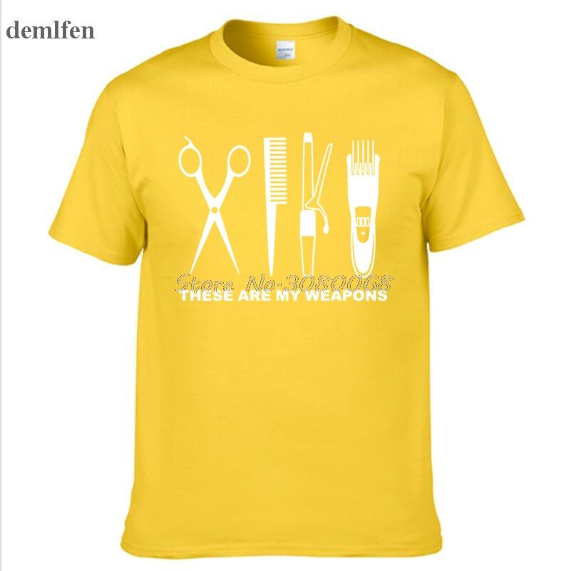Odzież Letnia Moda Fryzjer T-shirt Męski Krótki Rękaw Bawełna Barber Broń T-shirt Topy
