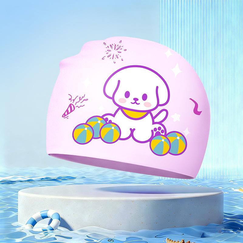 New Children's Cartoon Swimming Cap Cute Dolphin Waterproof Ear Protection Swimming Caps Kids Hot Spring Swimming Equipment
