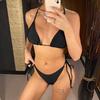 4 Colors Halter Brazilian Bikini Women Swimwear Female Swimsuit Two-pieces Bikini Set Padded Bather Bathing Suit Swim Lady