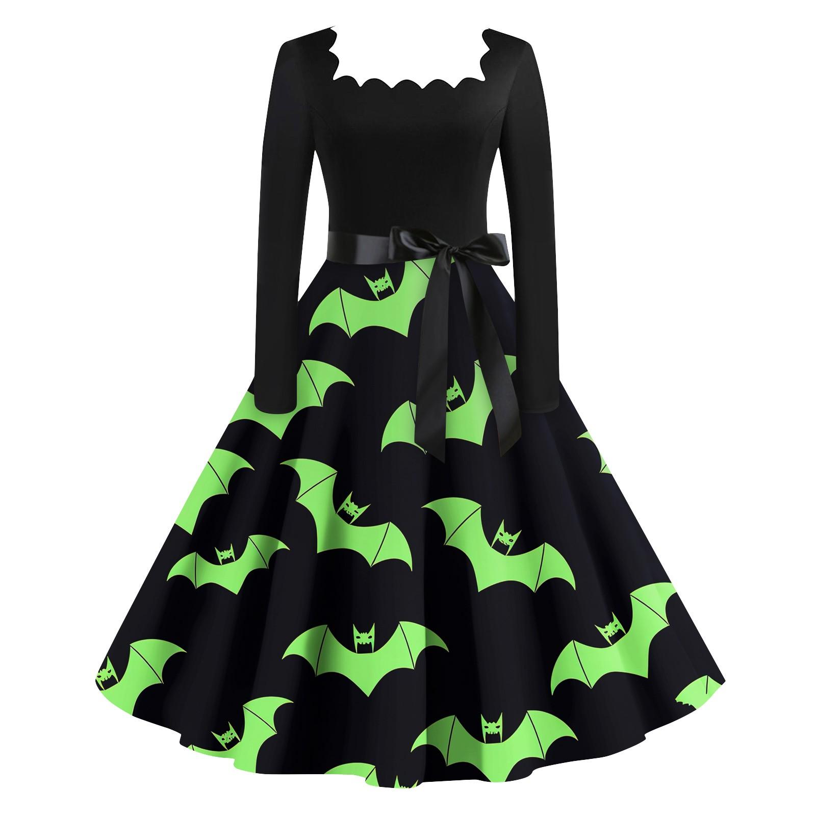 Женское повседневное модное платье в стиле ретро с квадратным вырезом и длинными рукавами — фото 8