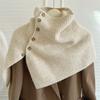 Warm Knitted Shawl Button Women Winter Shawl Simple Scarves Knitwear  Autumn