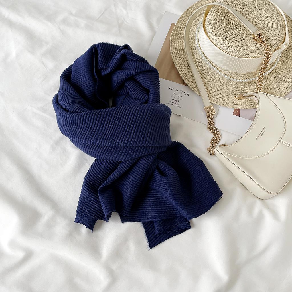 Wholesale Solid Color Scarf Winter Versatile Cashmere Scarf Fashion Pleated Warm Long Scarf Shawl Scarf Wholesale