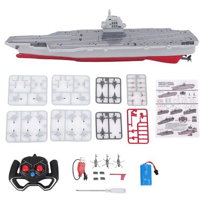 Remote Control Aircraft Carrier, 2.4G RC Warship Boat for Adults and Kids, DIY Battleship with Auto Power Off and Low