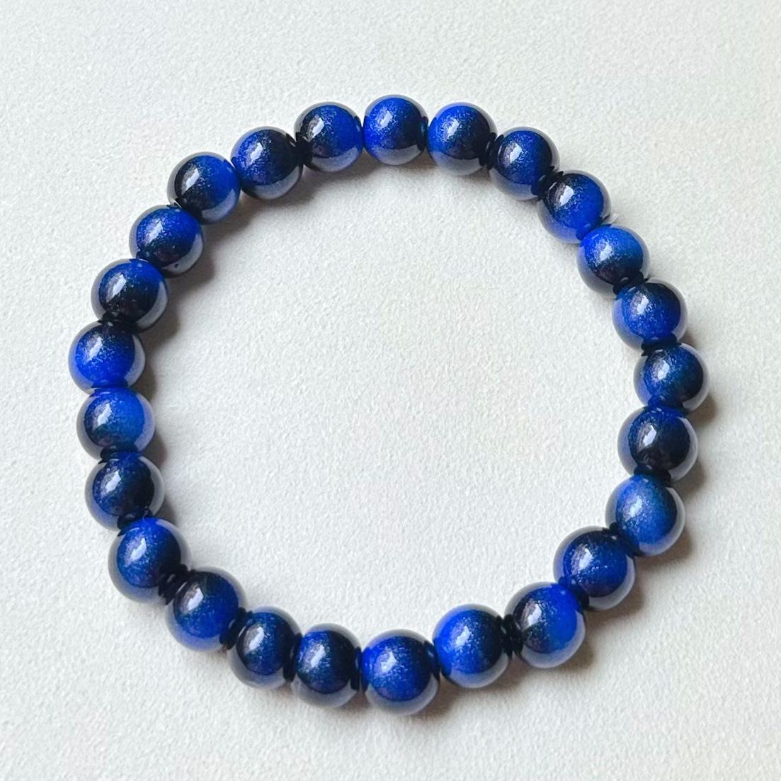 Dark Blue Imitation Tiger s Eye  Eagle Eye Unisex Bracelet - Ideal Couples Birthday Gift