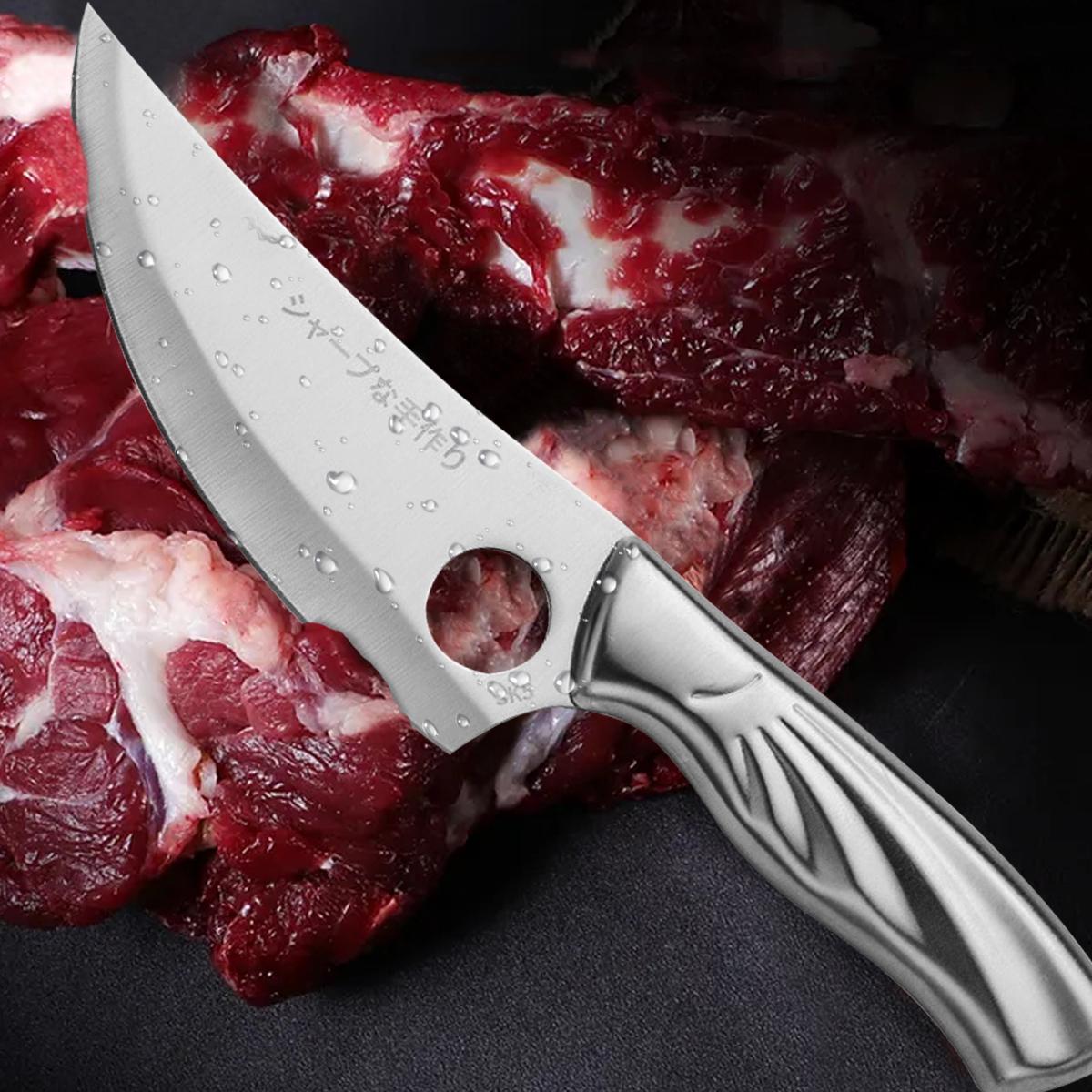 

MYVIT с крышкой Нож для обвалки из нержавеющей стали Кухонный нож шеф-повара Тесак для мяса На открытом воздухе Кемпинг Кулинария Резак Нож мясника Кухонный инструмент