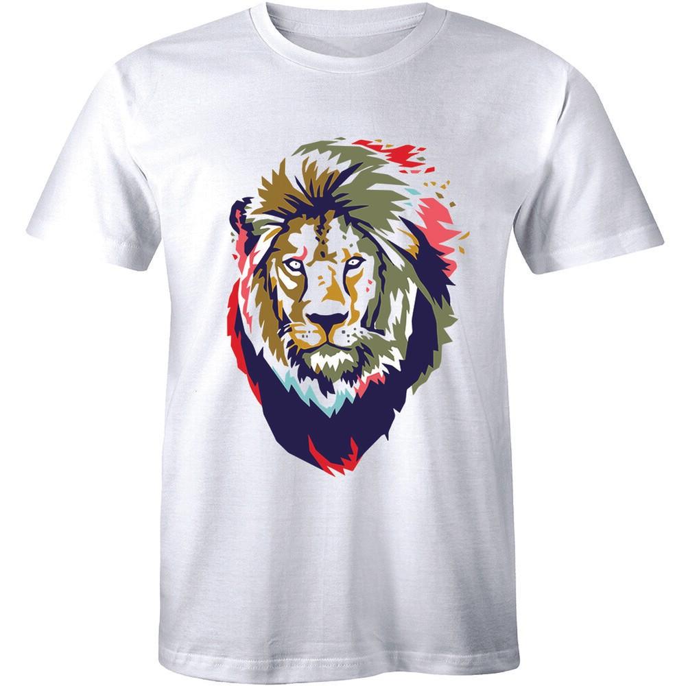 

Colorful Lion Face Cool Wild African Animal King of The Forest Men s T-shirt Tee Unisex T-Shirt XL
