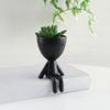 3D Printed Sitting Human Figure Succulents Planter, 2-in-1 Desktop Pot & Decor Ornament, Matte Finish One-Piece Craft, Compact Size for Small Green