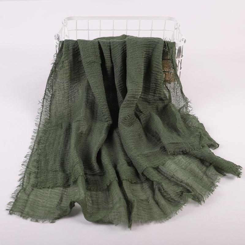 Ramadan Cotton Crinkle Headband Veil Scarves Women Solid Color  Head Wraps Long Scarves Turban Headband Muslim Fashion Headscarf