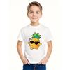 European sizes Boys' Casual Short-Sleeve T-Shirt Featuring a Trendy Pineapple Print with Cool Glasses, Stylish And Comfortable Summer Wear