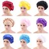 Sleep Cap Satin Bonnet Night for Head Cover Wide Elastic Band Sleeping Soft Adjustable Ribbon Strap Hair Turbans for Wom
