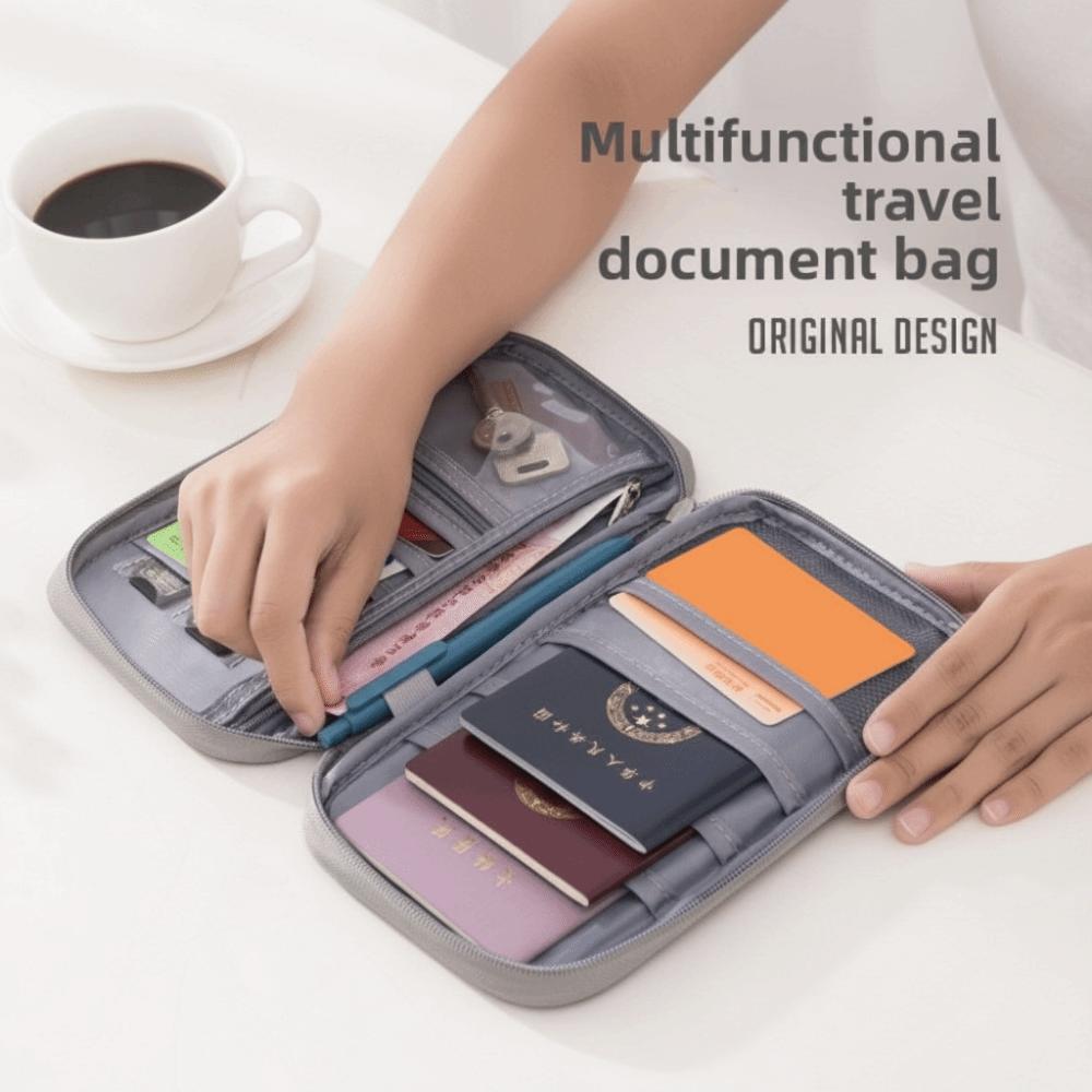 Solid Color Passport Bag Large Capacity Card Storage Bag Ticket Holder Travel Wallet  Men