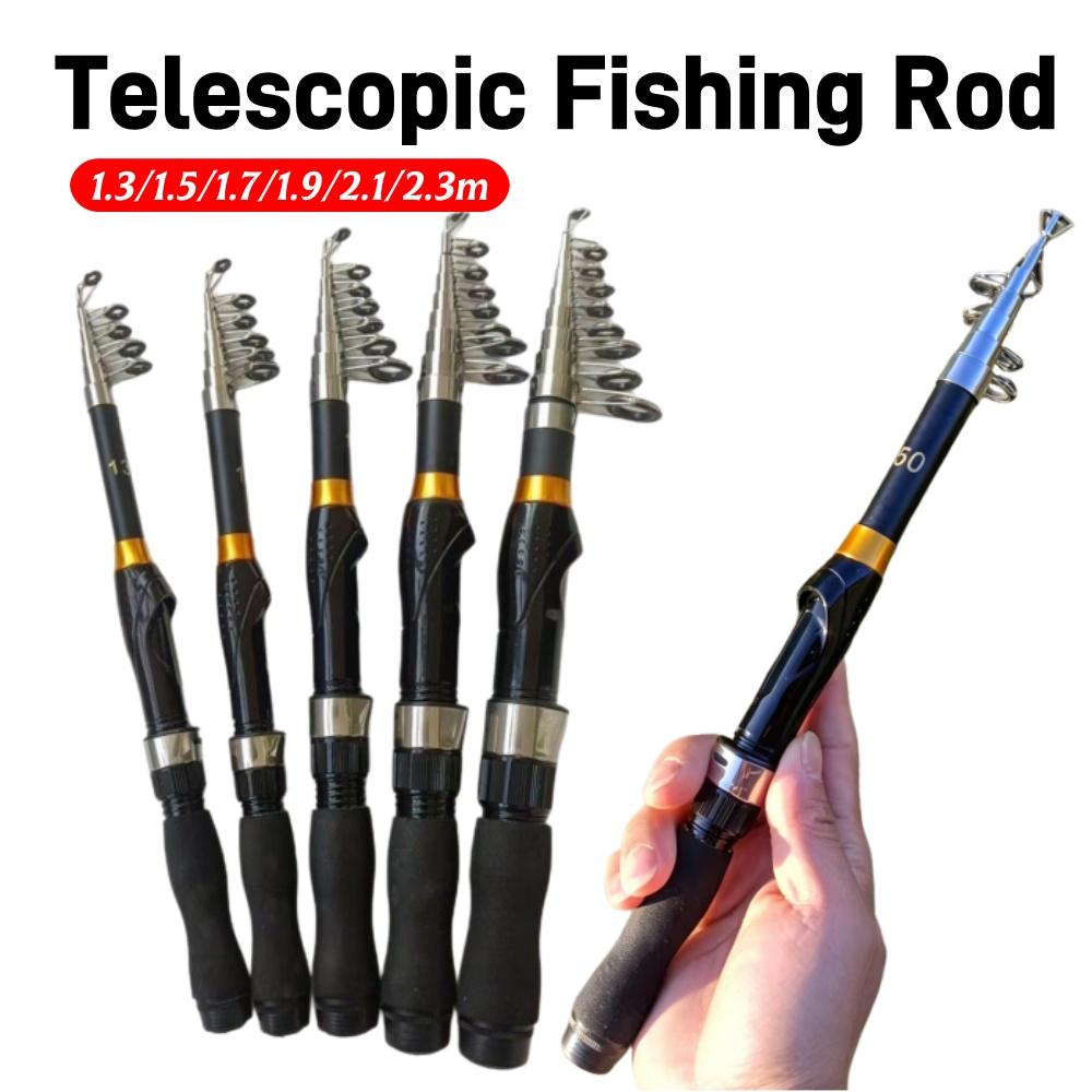 1.3-2.3m Mini Travel Rod Lightweight Compact Design Portable Collapsible Fishing Pole Super Short for Saltwater and Freshwater