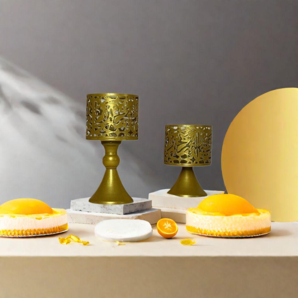 

2Pcs/set Pedestal Base Iron Hollow Candle Cup Sturdy Round Candle Stands Table Centrepiece 2Pcs/set