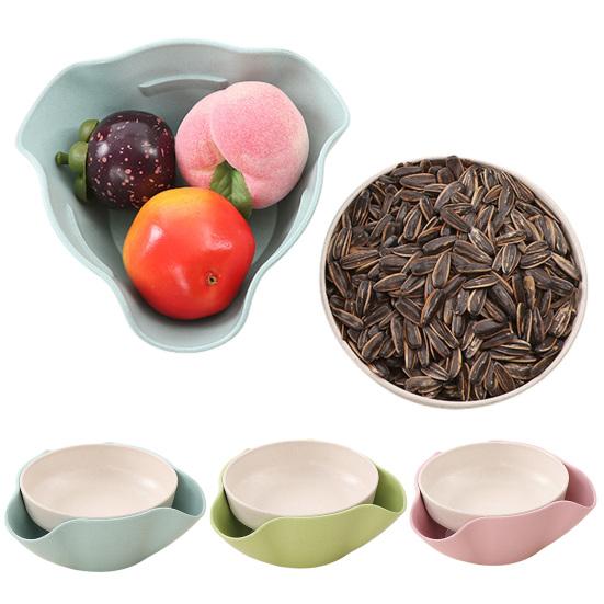 Bol Dublu pentru Gustări Bol pentru Servit Gustări cu Paie cu Depozitare Tip Scoică pentru Pistachio Edamame Fructe Bomboane Cireșe Nuci