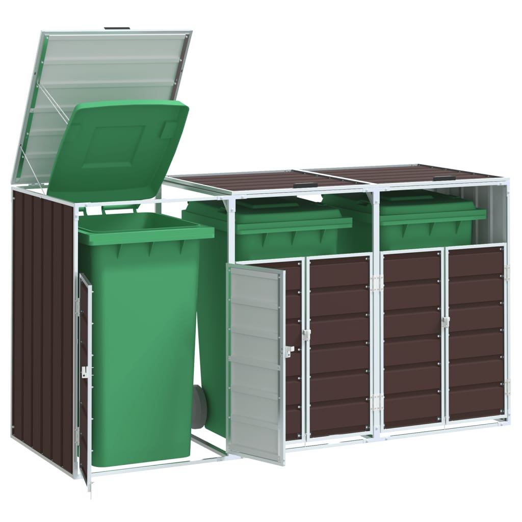 3 Ton Brown Waste Bin Enclosure 216 X 81 X 115 Cm Steel