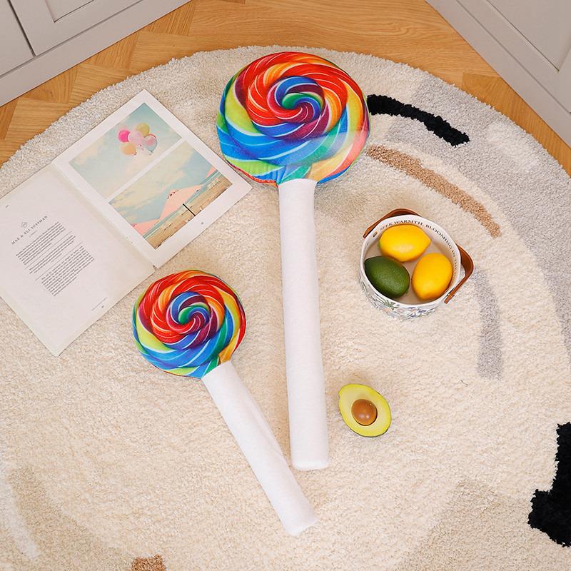 4070Cm New Simulation Lollipop Plush Toy Rainbow Candy Stuffed Pillow Home Decor Ornament Fun Lollipop Plushie Holiday Gift