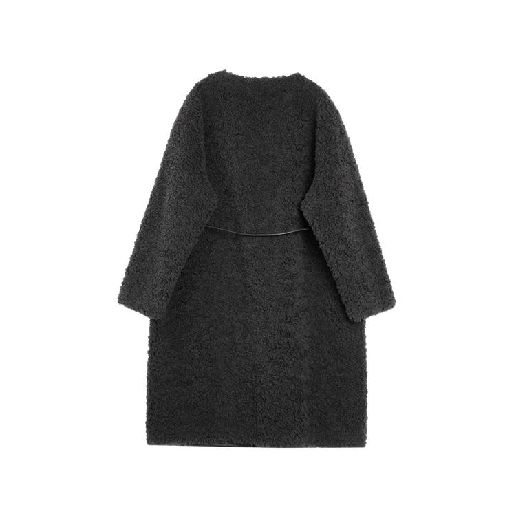 ELLE French Style Sheepskin V-Neck Casual Loose Versatile Long Sleeve Faux Fur Lamb Wool Plush Coat Women Coats EF53404