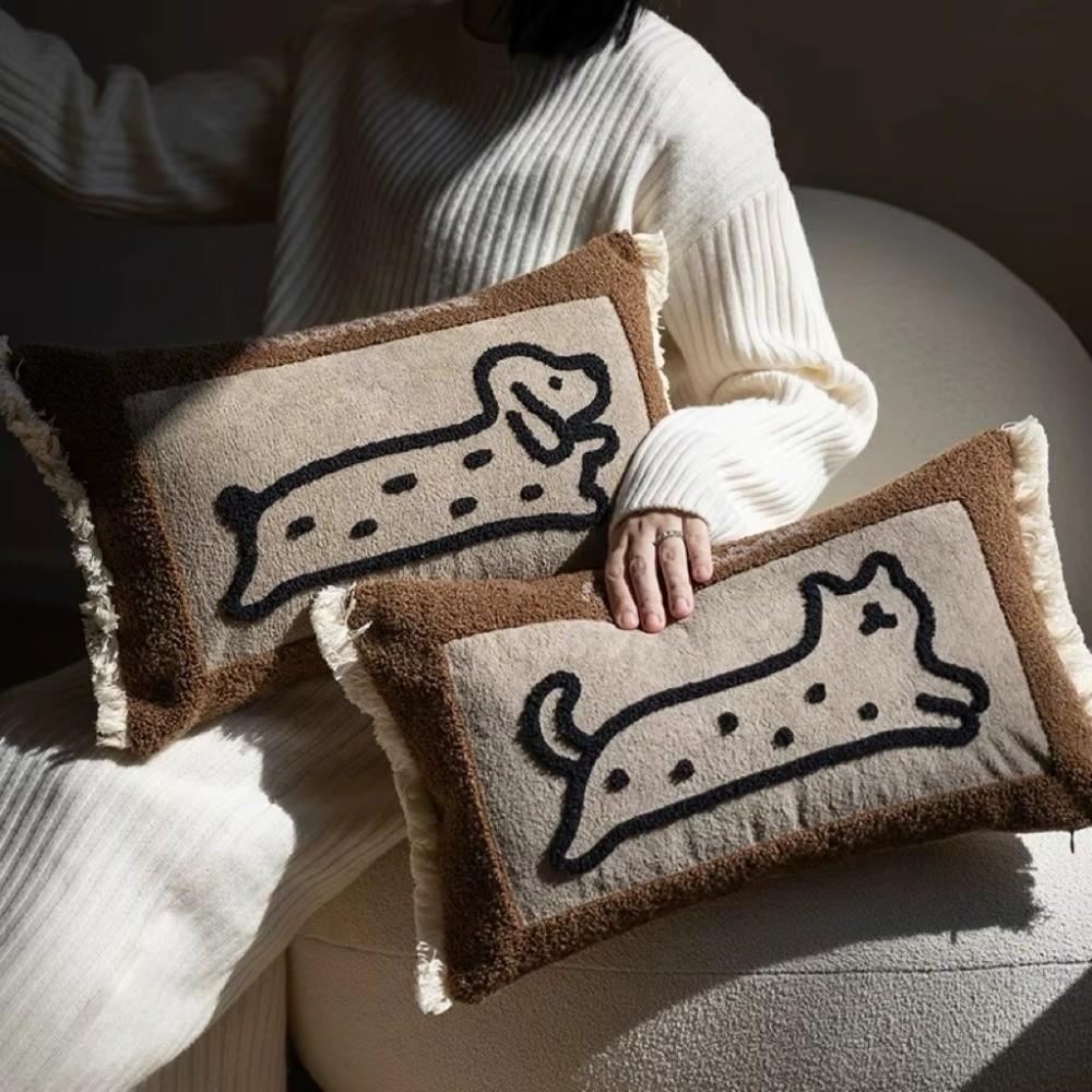 Washable Animal Pillow Cover Embroidery Design Sofa Cushion Pillow For Living Room