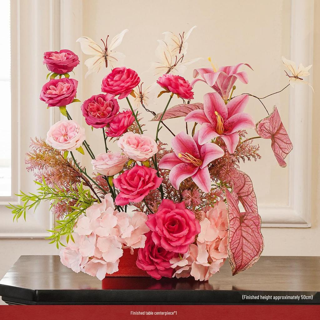 Double Happiness Pink Floral Wedding Room Decoration Set for Bedroom and Living Room