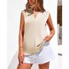 Blusa Estiva Casual da Lavoro da Donna Senza Maniche Scollo a V Rigate Raso Monocolore