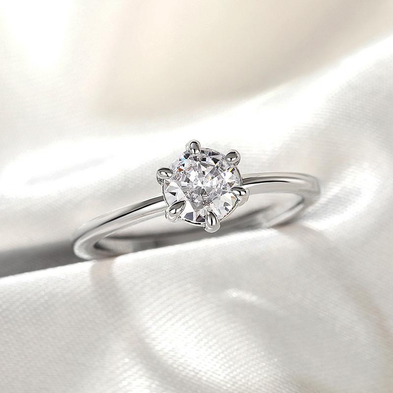 Huitan Klassisch und Einfach Runder Zirkonia Damenringe Zeitloser Stil Hochzeit Verlobung Accessoires Hohe Qualität Heißer Schmuck