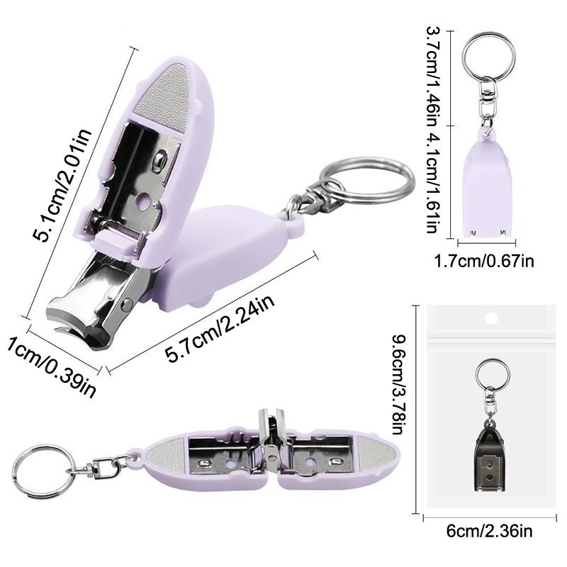 Barevný Mini Skládací Přívěsek na Kleštičky na Nehty s Kroužkem na Klíče Plastová Rukojeť Rotační Kleštičky na Nehty Nehtové Doplňky a Nástroje