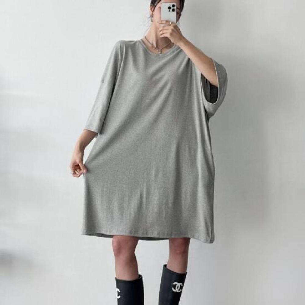 New ArrivalS Open Run Big Size Women S 88 Solid Cotton Three Quarter dreSS