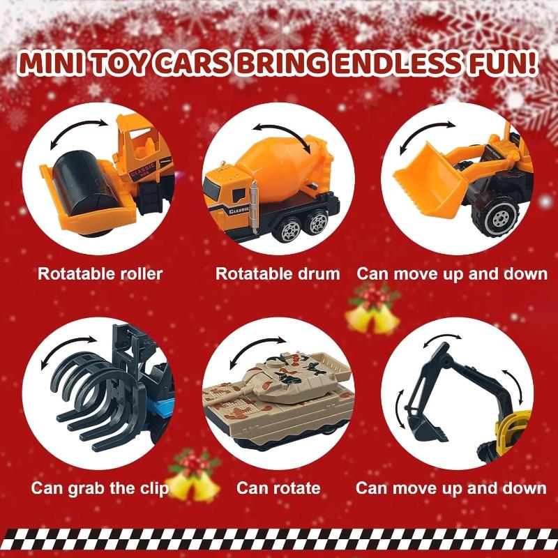 Advent Calendar 2025 for Kids, Alloy Car Engineering Car Set for Boys and Girls Christmas Gifts Christmas Countdown