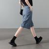 Women's Cotton Linen Loose Wide-Leg Capri Jeans