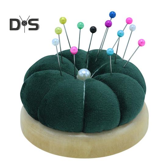 Gefülltes Nadelkissen, kürbisförmiges Nähnadelkissen, Flanell-Nadelkissen mit Holzsockel für Nähprojekte, DIY-Handwerk