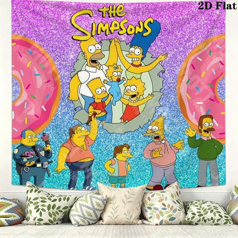 Simpsons Family Wall Tapestry Aesthetic Wall Hanging Printed Fabric Blanket Decorative Tapestries for Bedroom Living Room Home Decor