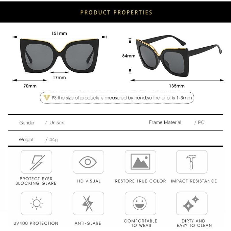 Fashion Butterfly Oversized Sunglasses For Lady Luxury Brand Designer Oversized Cat Eye Sunglasses Women Trend Glasses Uv400