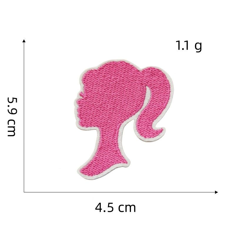 Pink Cartoon Girl Cloth Sticker Doll Computer Embroidery Label Clothing Accessories Cloth Embroidery Hole Patch