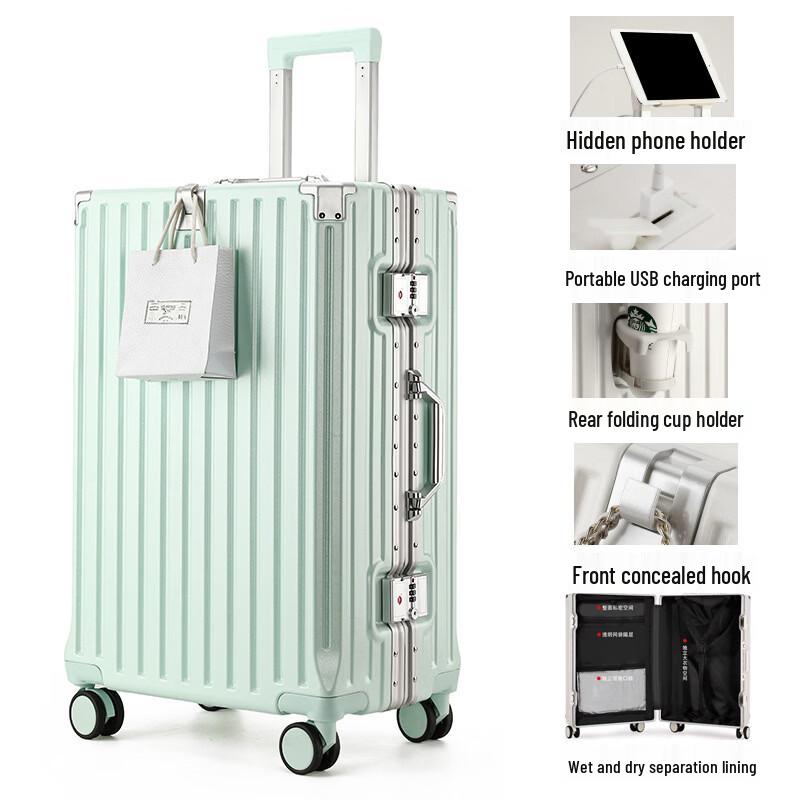 Lishen Unisex Large Capacity Aluminum Frame Travel Suitcase