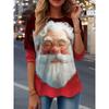 Spring and Autumn Round Neck Santa Claus Pattern 3D Printed Top Fashionable Casual Long Sleeved Women's T-shirts