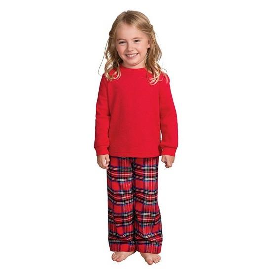 Christmas Family Matching Pajamas Set Long Sleeve Pullover Top Plaid Pants Pjs Sleepwear Set Soft Holiday Loungewear for Women Men Kids