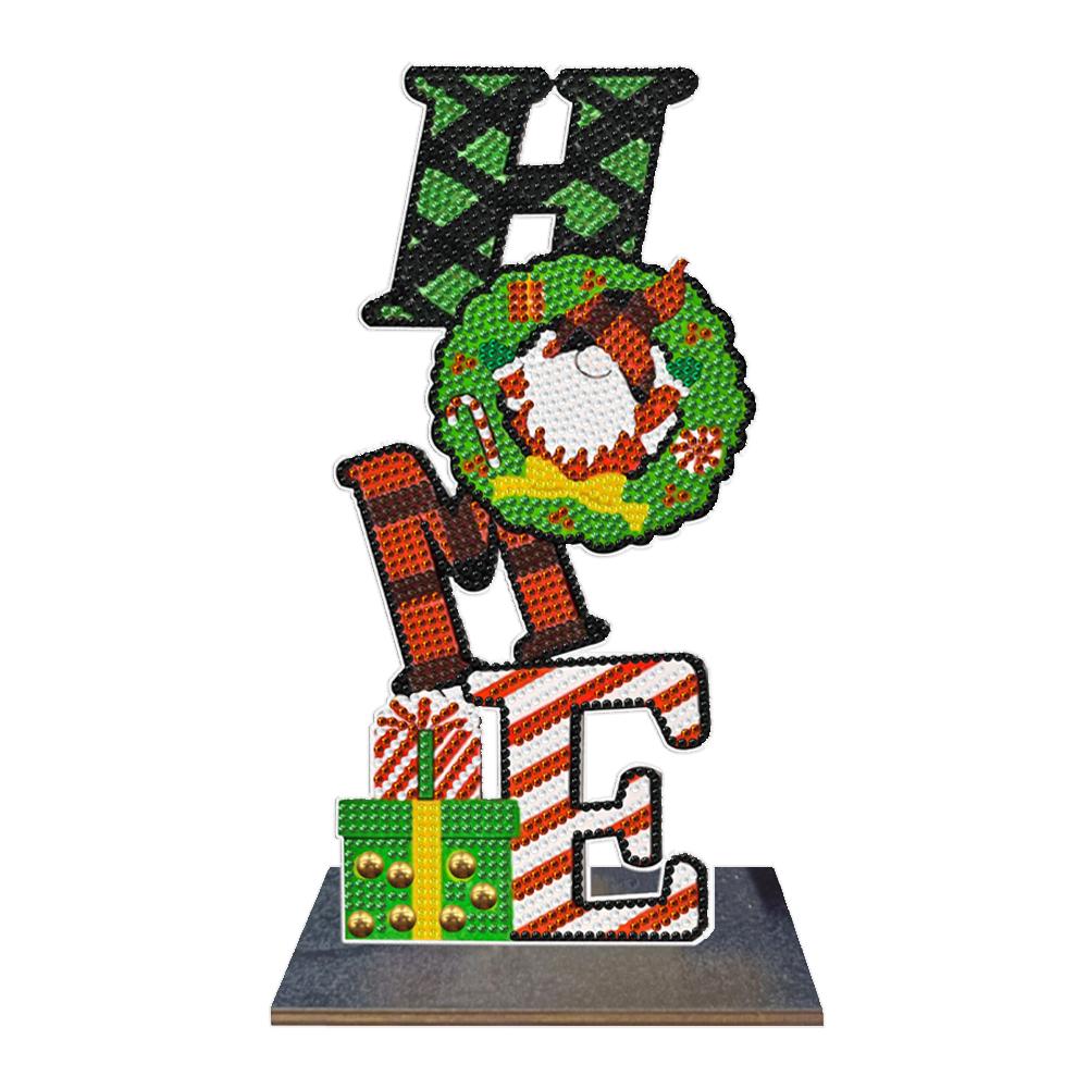 2D/Flat Wooden Christmas DIY Diamond Painting Tabletop Ornaments Kit Diamond Painting Desktop Decorations for Adults Beginner