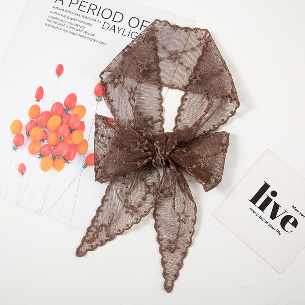 Embroidered Flower Women Narrow Long Scarf Elegant Sunscreen Shawl Ins Female Headscarf  Summer
