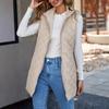 Women S Mid Length Sleeveless Hooded Vest Loose Fit Lightweight Warm Cotton Padded Jacket