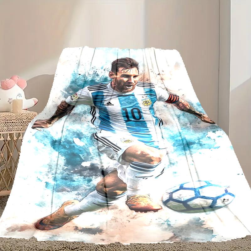 1pc Easy-Care Football Star Messi Blanket, Perfect for Couch, Bed, Home, Travel & More, Warm & Durable Printed Blanket