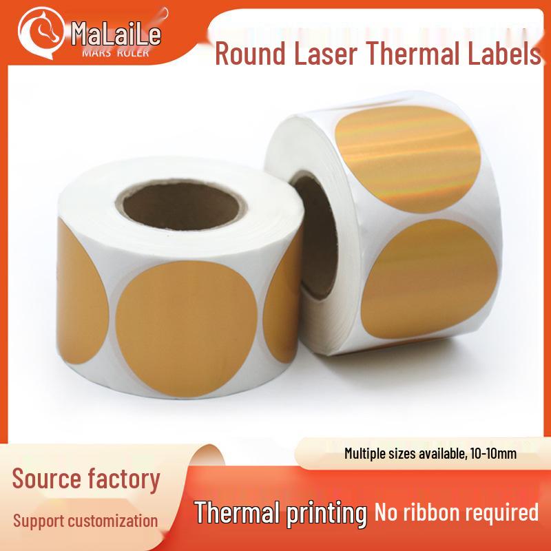 Gold Thermal Adhesive Round Sticker Paper for Lunch Box & Food Retention Labels