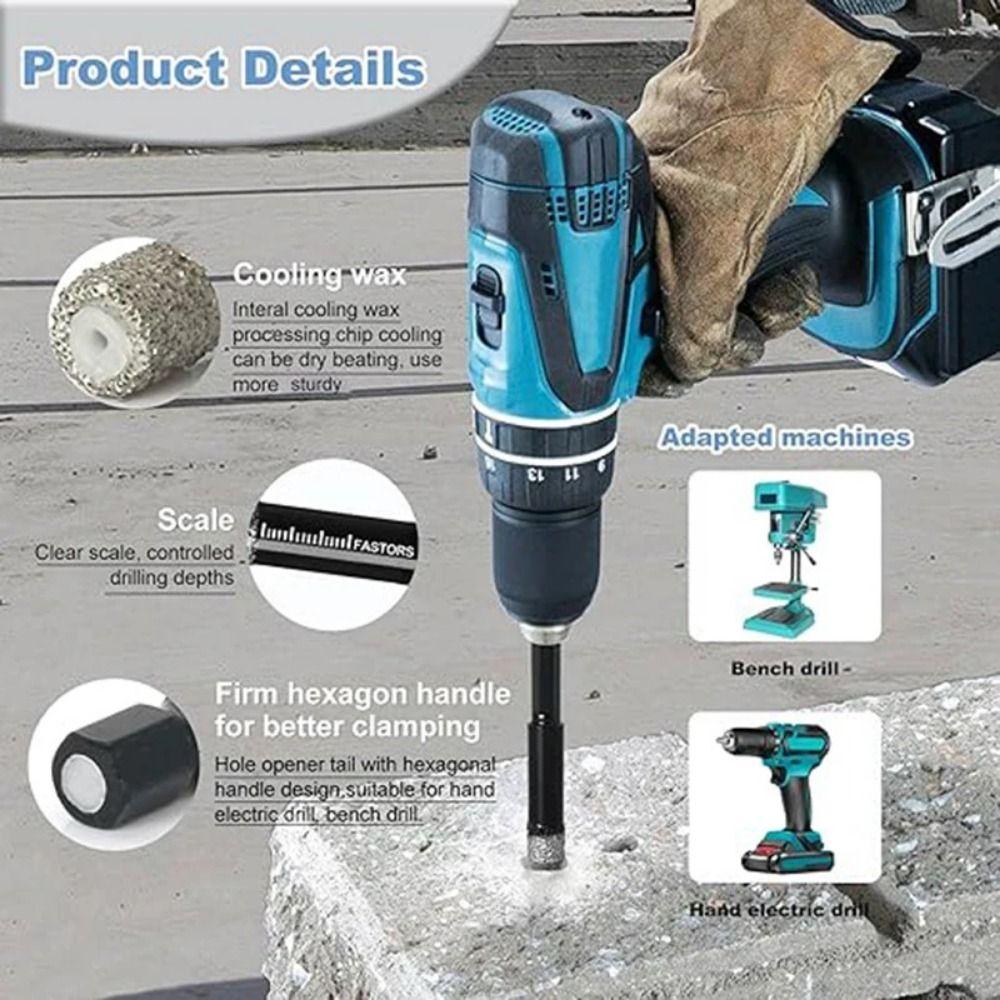 6Pcs Hex Shank Tile Hole Opener Dry-drilling Tile Drill Bit  Granite Drilling