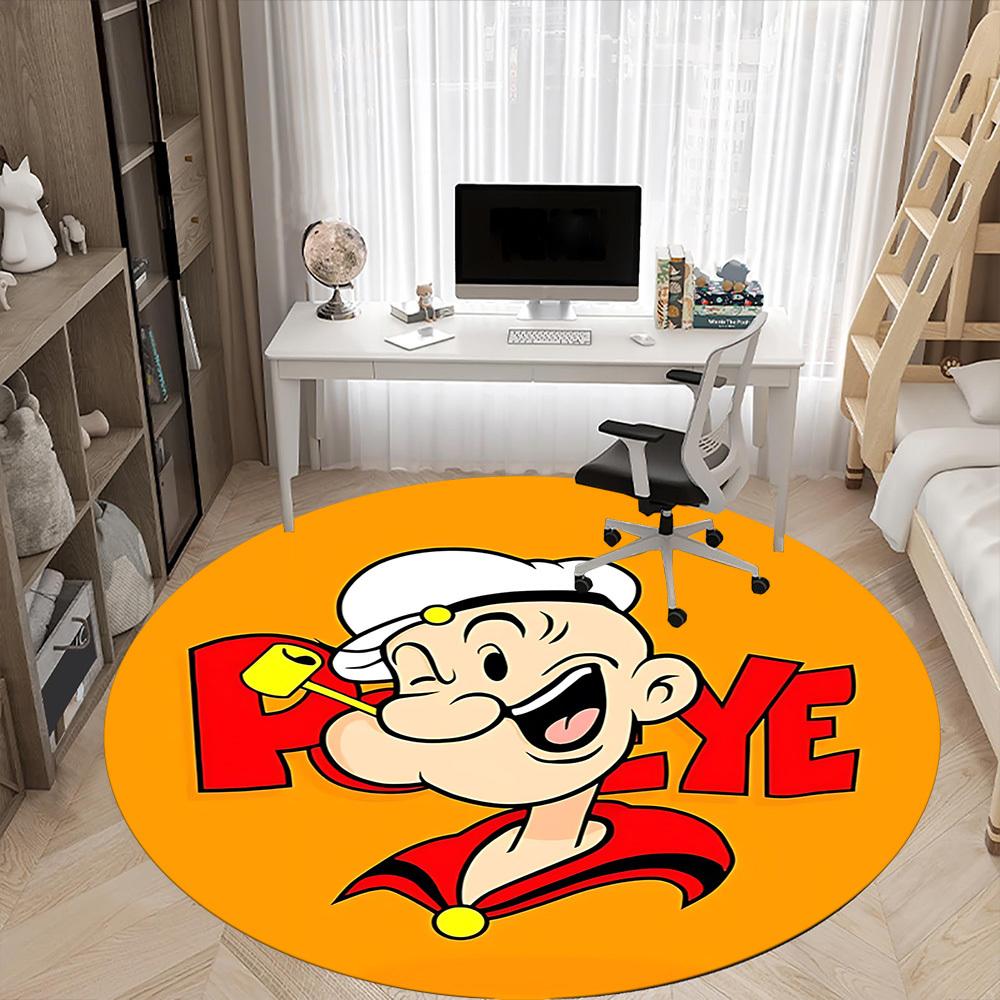 1pc Popeye Sailor Office Round Area Rug, Under Office Chairs Bedroom Living Room Home Decor a1016100