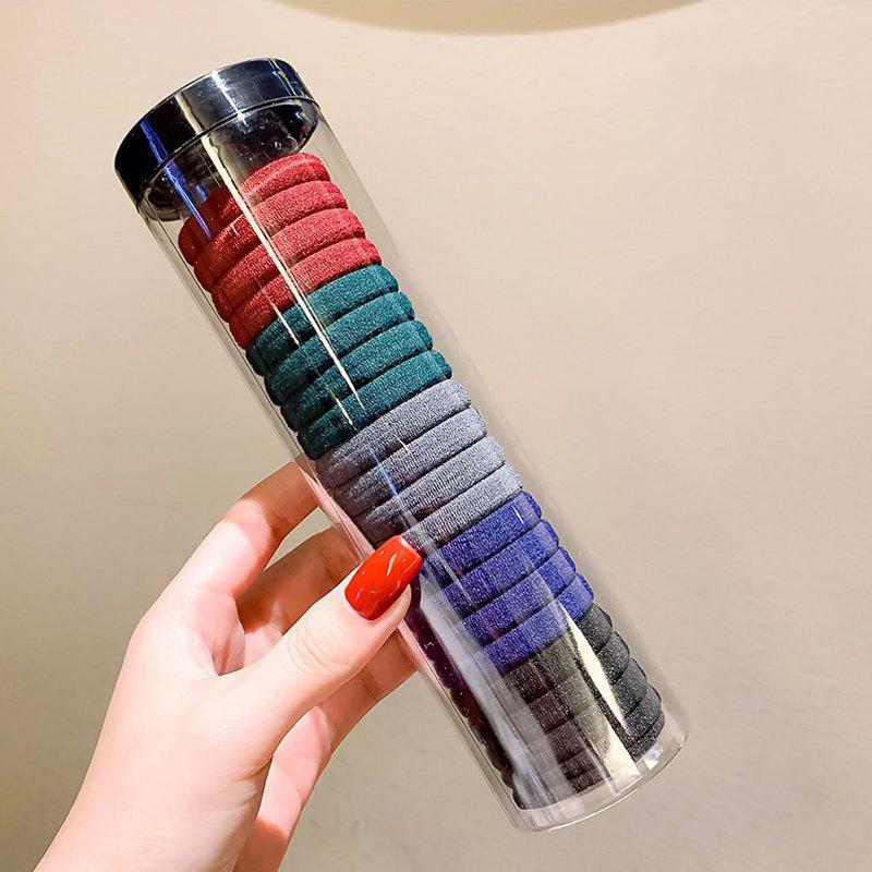 100 Durable Seamless High Elastic Hair Ties with No Damage Barrel Pack