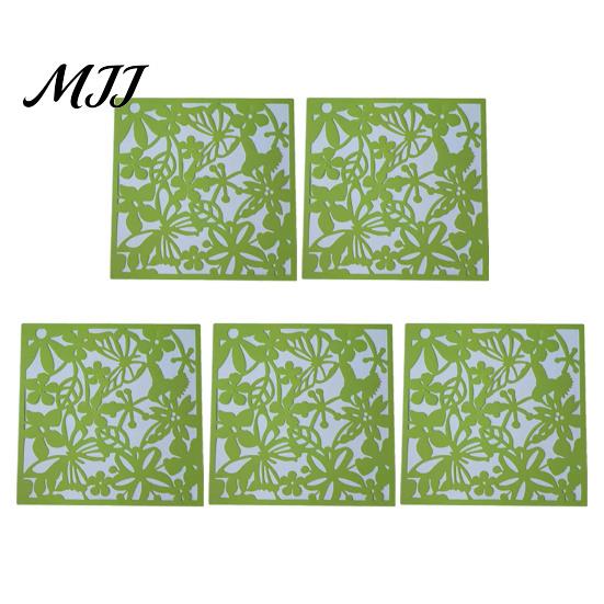 Hanging Partition Panel 5Pcs Room Divider Panel, Hollow Flower Butterfly Bird Wall Screen, Decor Square Decorative for Home Living
