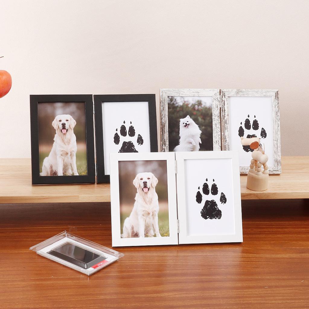Pet Memorial Gifts for Pet, Dog Paw Print Frame Kit,Inkless Paw Print Kit,zWooden Pawprint Photo Frame,Gifts for Pet Lovers