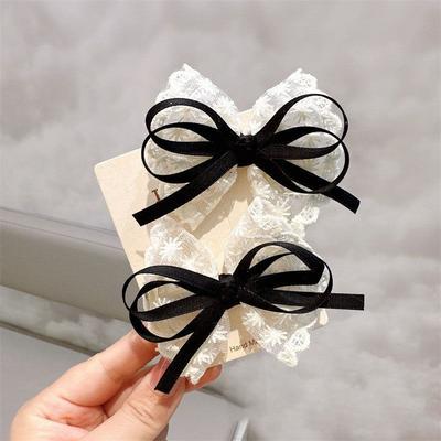 New Korean Lace Bow Children's Headgear Little Girl Temperament Lace Hairpin Handmade High-end Headgear Hair Clip