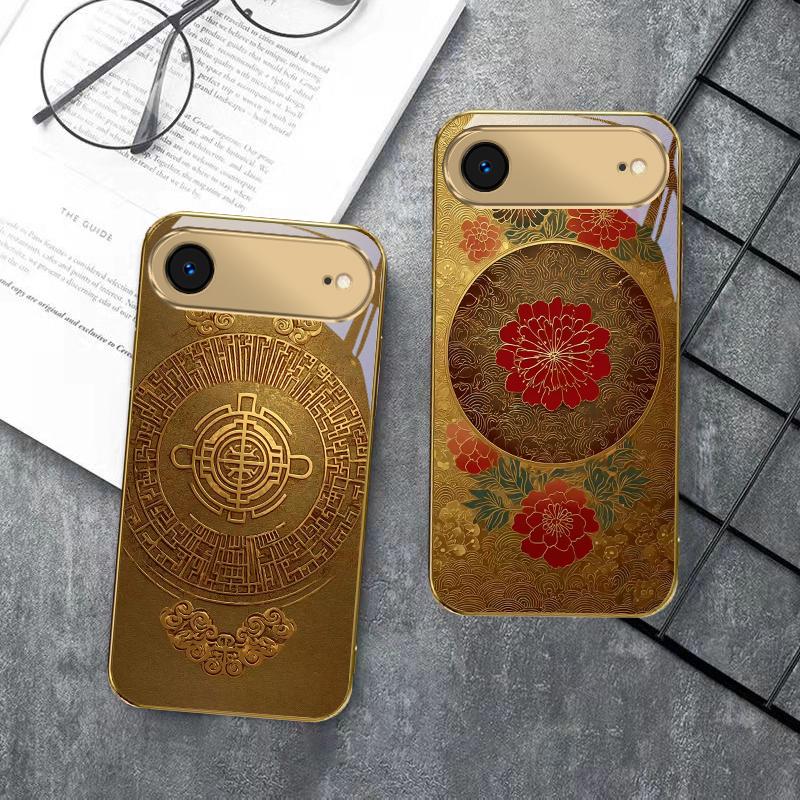 The Auspicious Meaning For IPhone 17Pro Max 16 17 Pro 15 P Ro 14 13 Plus 12 Mini 11Pro Max XR 16E 17 Air Golden Glass Phone Case