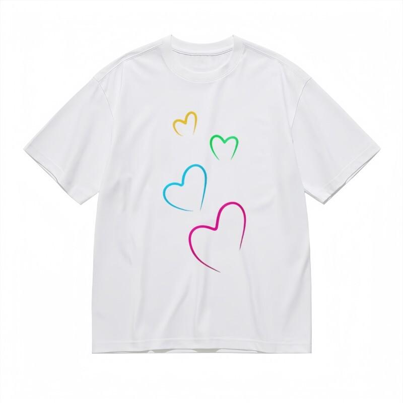 

Women s All-Season Fashion Classic T-Shirt Rainbow Hearts Design 100% Cotton Tee 4XL
