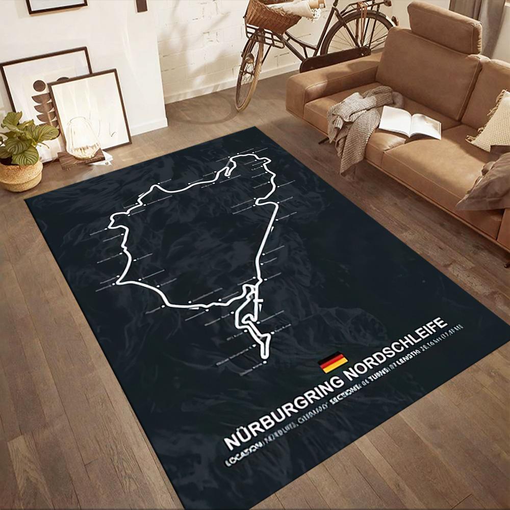 Nürburgring Rennstrecke Quadratische Teppiche sind eine großartige Wahl für Wohnzimmer, Schlafzimmer, Heimdekoration und als Geschenke.